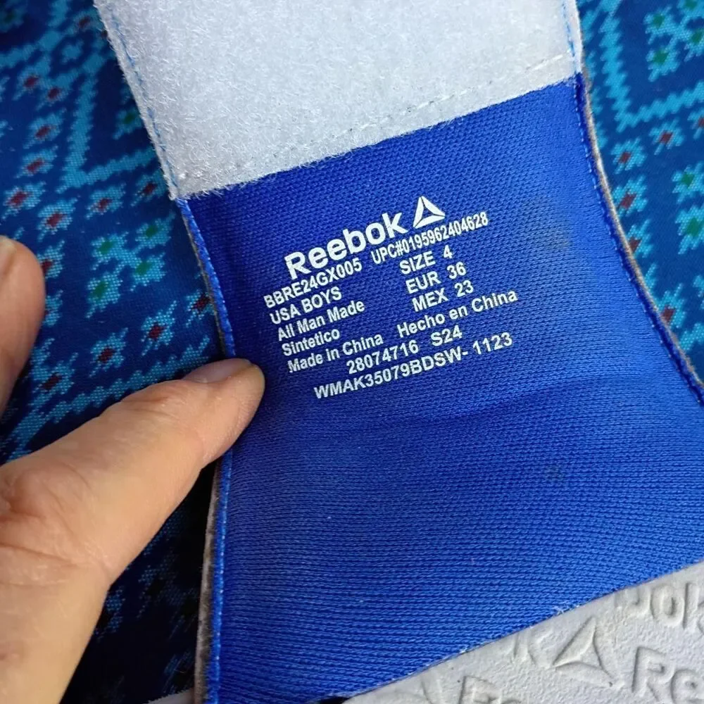 Reebok White and Blue Slides